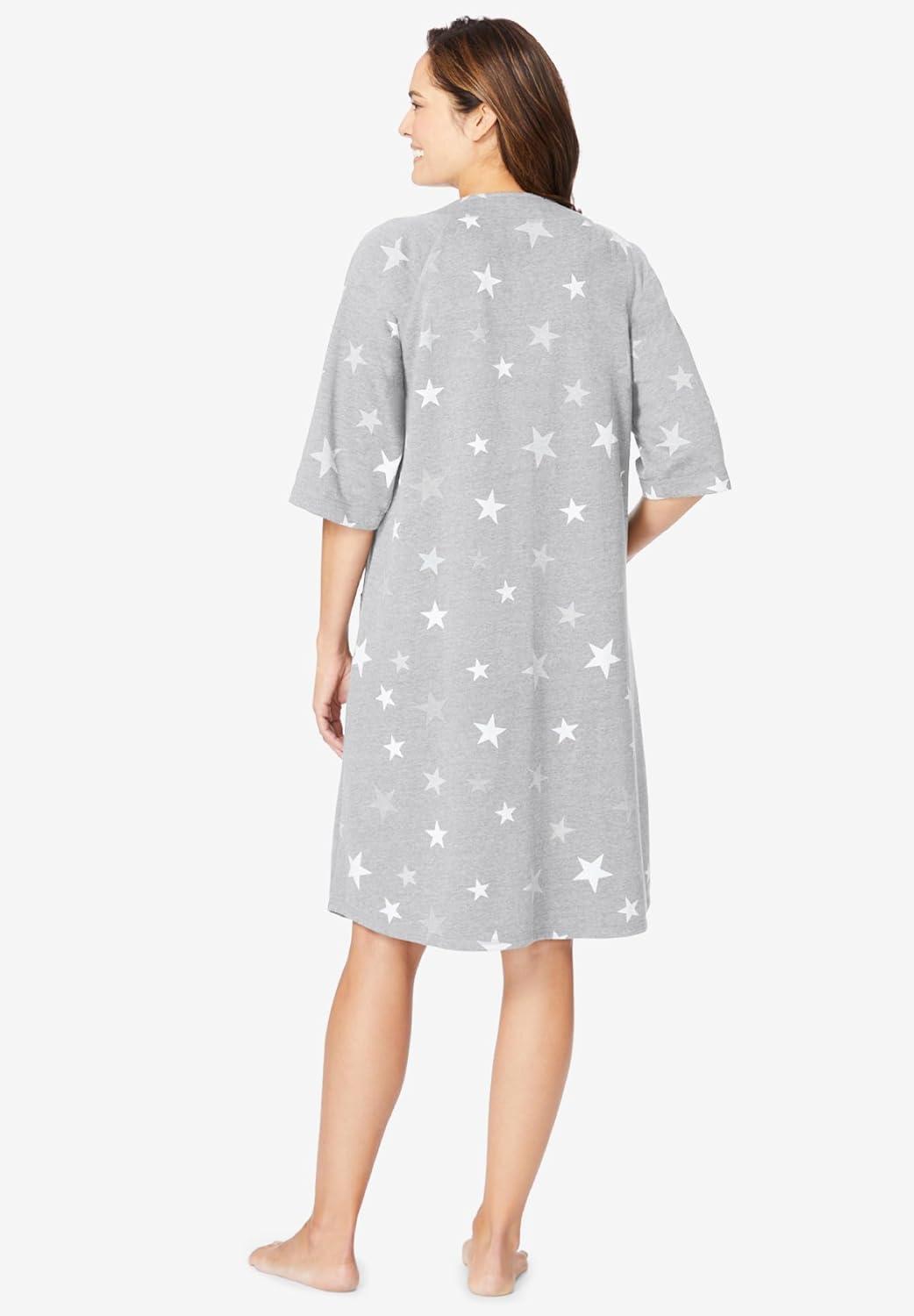 imageDreams ampamp Co Plus Size Short French Terry ZipFront RobeHeather Grey Stars