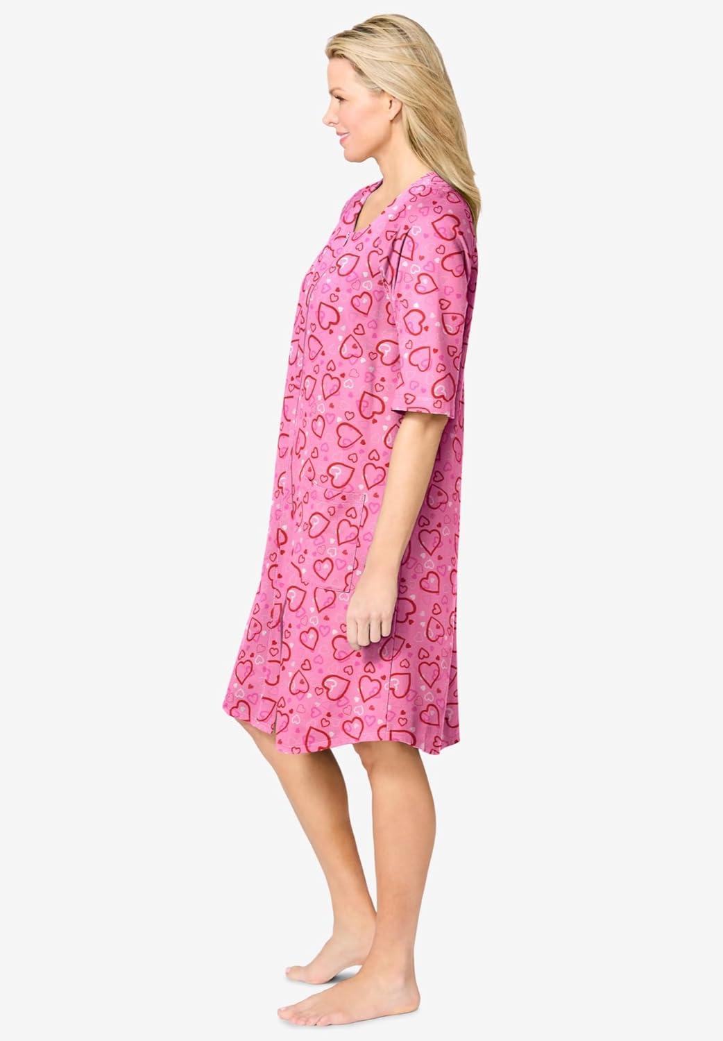 imageDreams ampamp Co Plus Size Short French Terry ZipFront RobePink Hearts