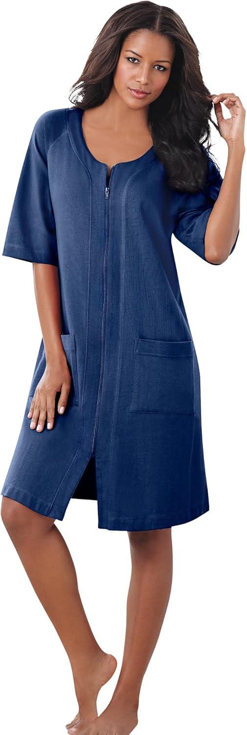 imageDreams ampamp Co Plus Size Short French Terry ZipFront RobeRich Magenta