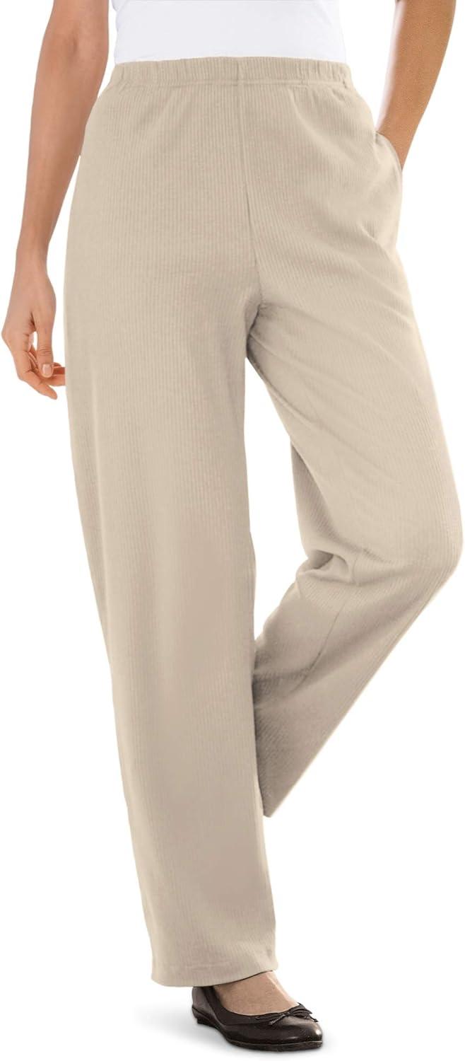 imageWoman Within Plus Size 7Day Knit Ribbed StraightLeg PullOn PantsNew Khaki