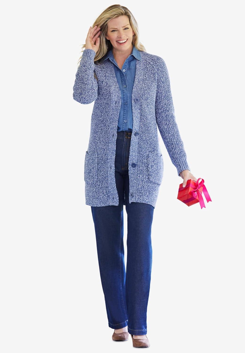 imageWoman Within Plus Size ButtonFront Shaker CardiganBright Cobalt