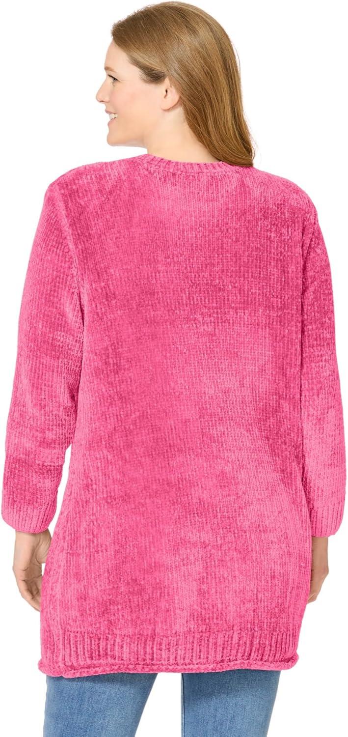 imageWoman Within Plus Size Crewneck Chenille SweaterPeony Petal