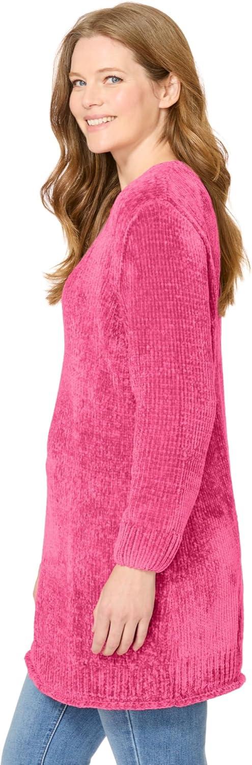 imageWoman Within Plus Size Crewneck Chenille SweaterPeony Petal