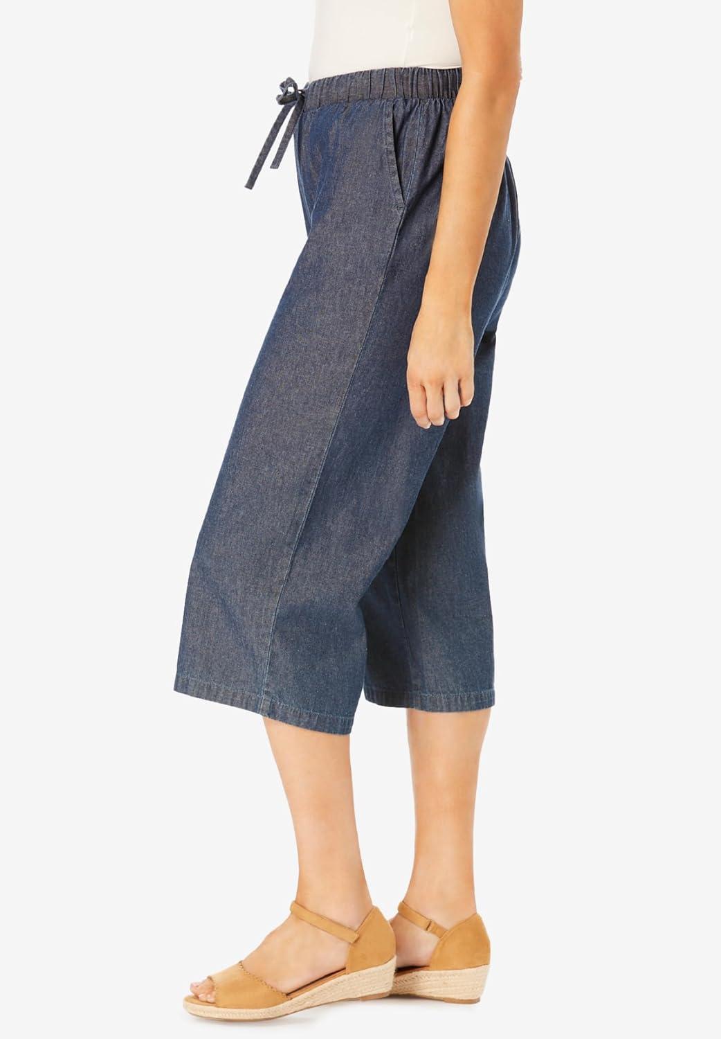 imageWoman Within Plus Size Drawstring Denim CapriNatural Khaki