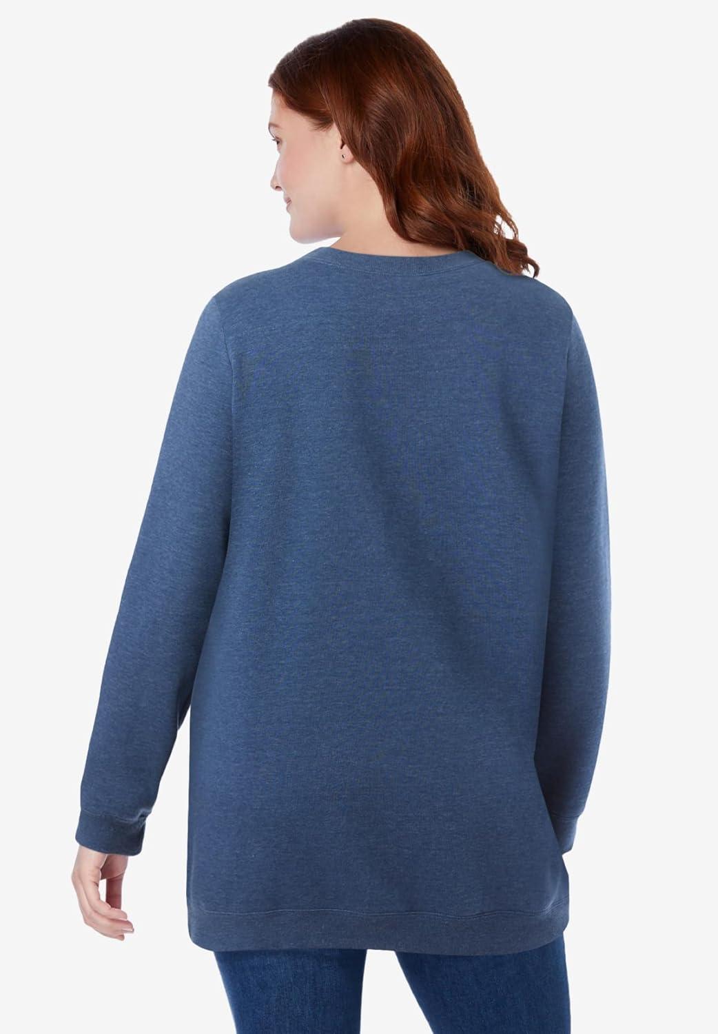 imageWoman Within Plus Size Fleece SweatshirtHeather Navy