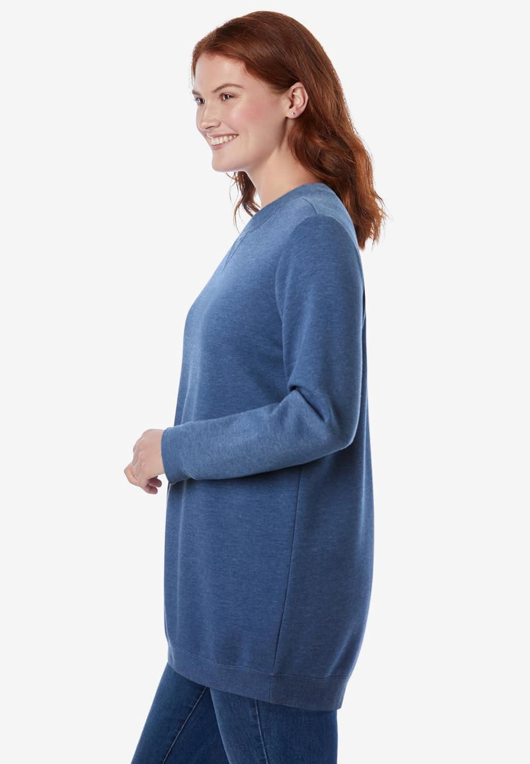 imageWoman Within Plus Size Fleece SweatshirtHeather Navy