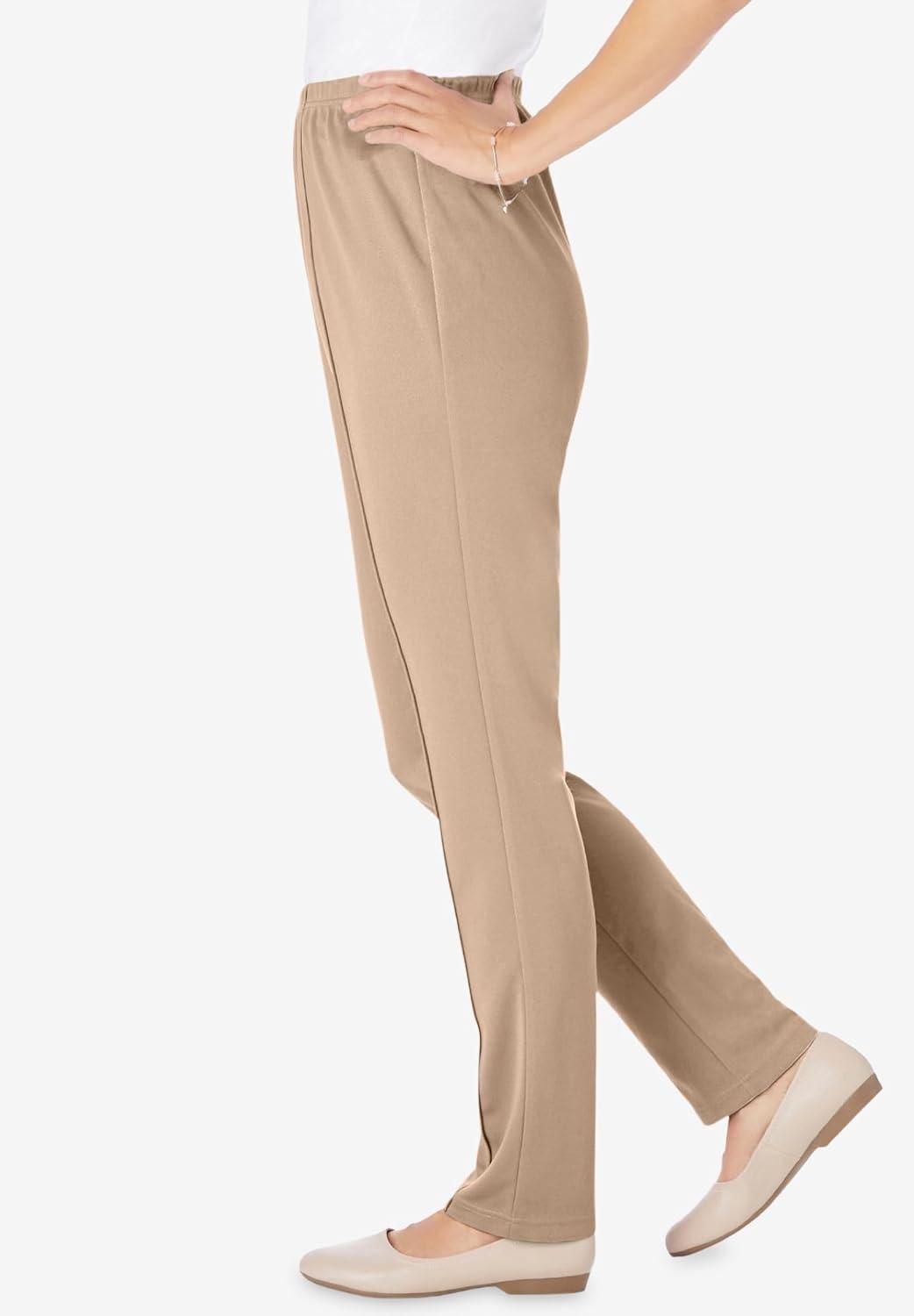 imageWoman Within Plus Size Knit PullOn ElasticWaist PantsNew Khaki