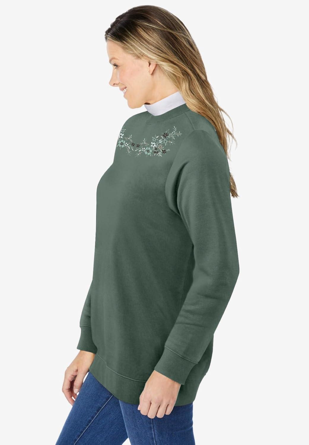 imageWoman Within Plus Size LayeredLook SweatshirtPine Trellis Placement