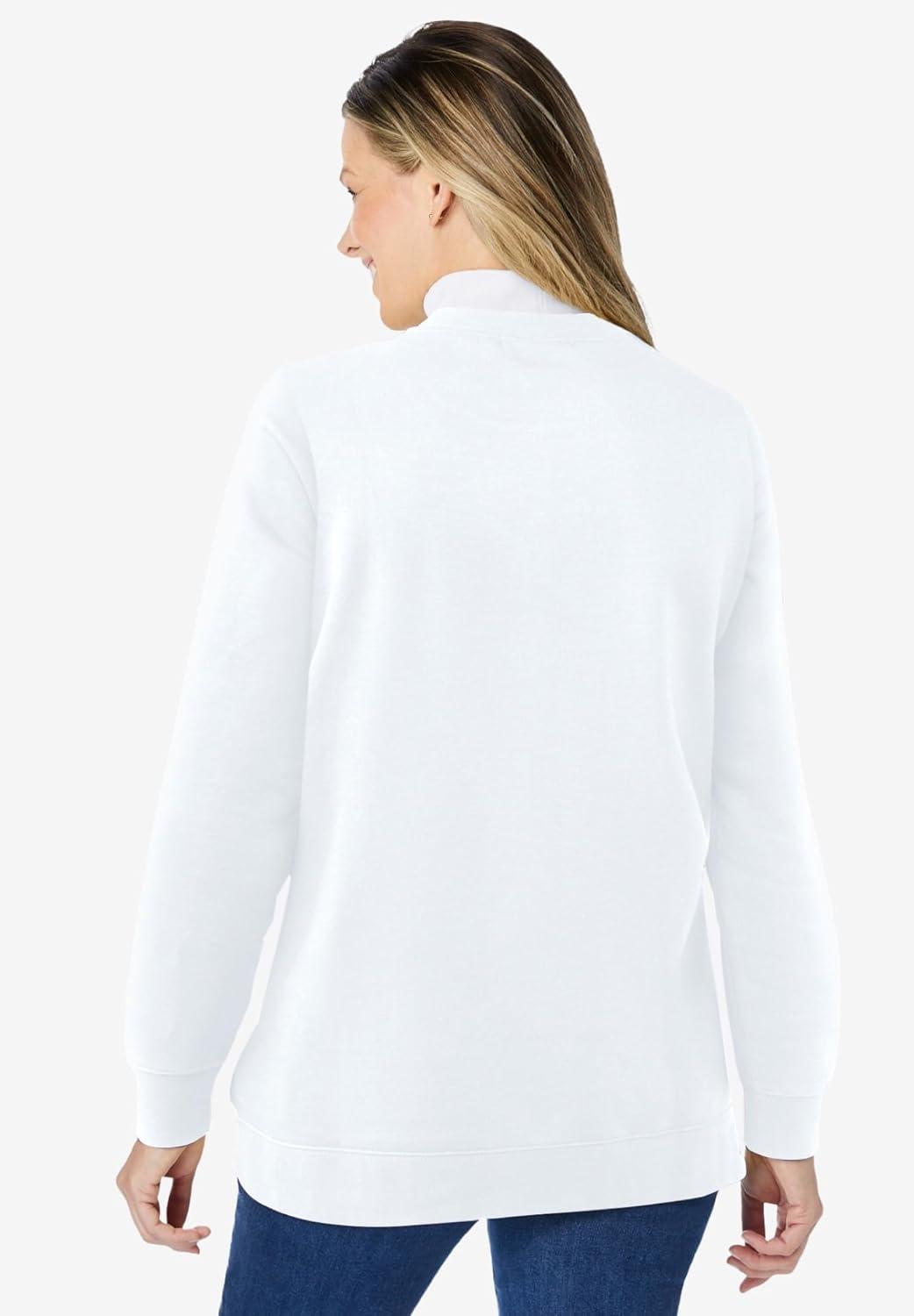 imageWoman Within Plus Size LayeredLook SweatshirtWhite Multi Trellis Placement