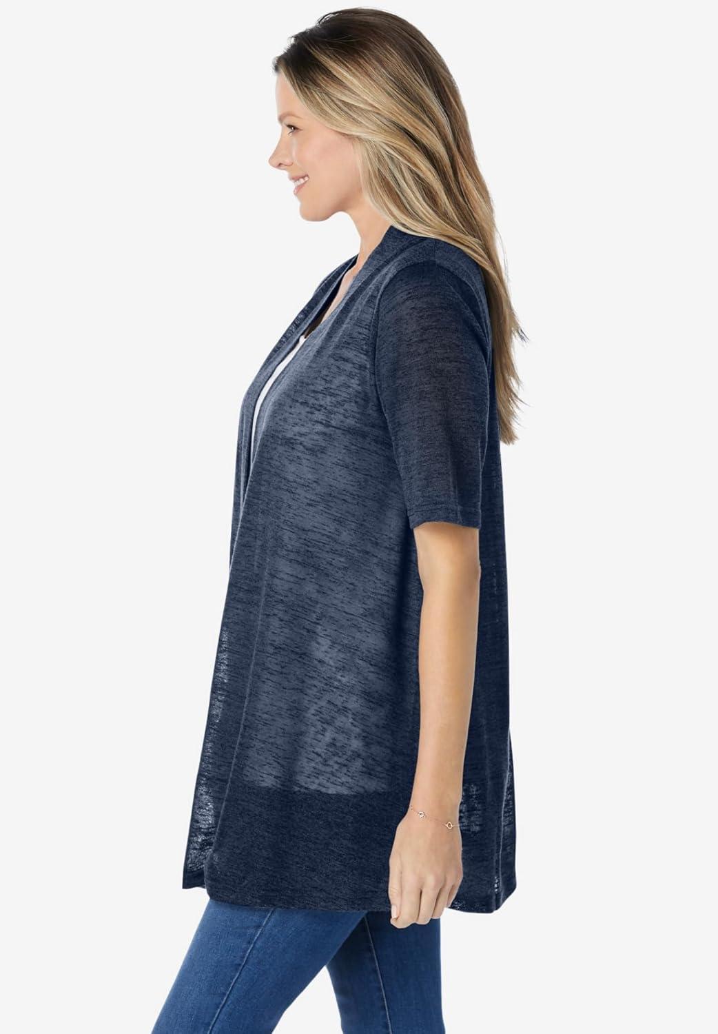imageWoman Within Plus Size Lightweight Open Front CardiganNavy