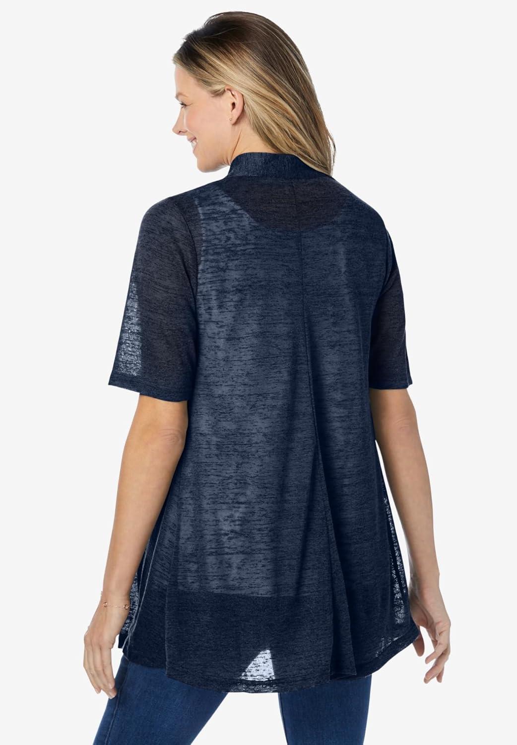 imageWoman Within Plus Size Lightweight Open Front CardiganNavy