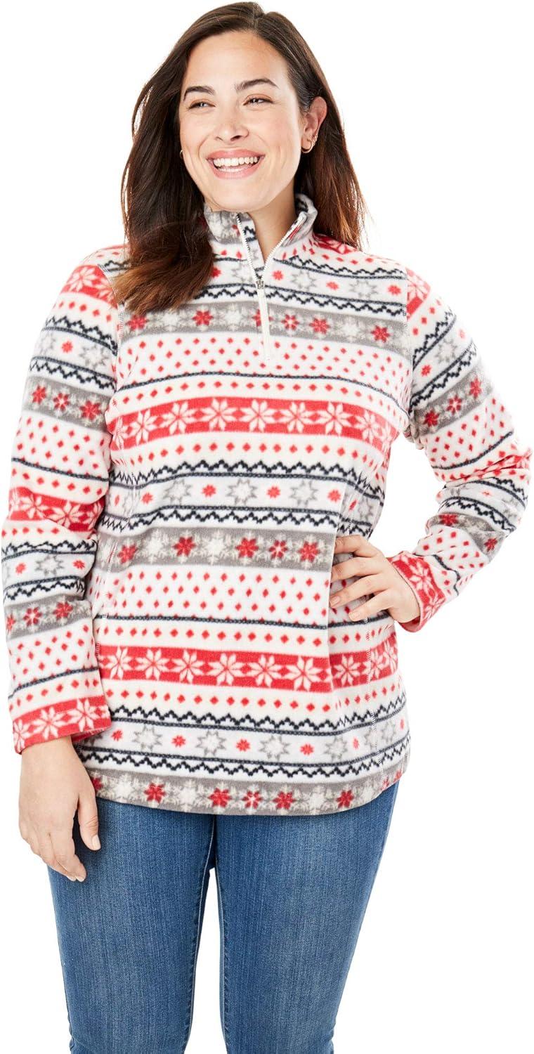 imageWoman Within Plus Size Microfleece QuarterZip PulloverEvening Blue Marled