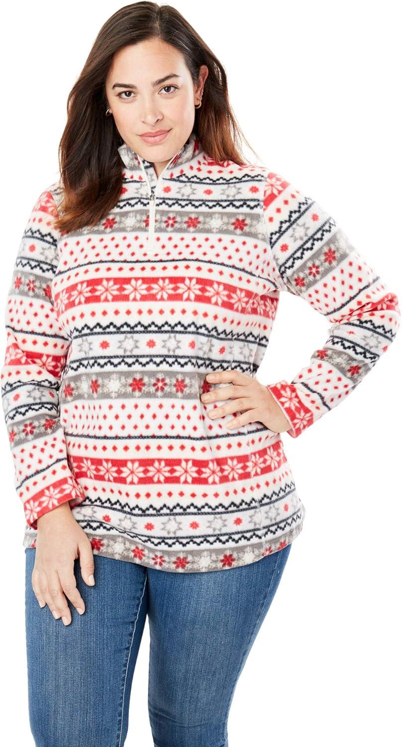 imageWoman Within Plus Size Microfleece QuarterZip PulloverEvening Blue Marled