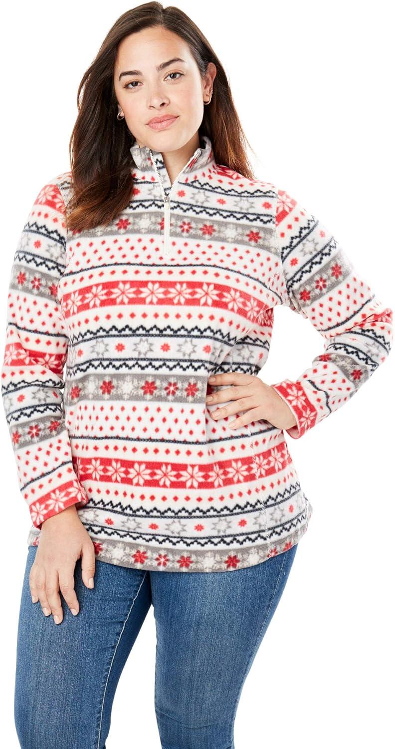 imageWoman Within Plus Size Microfleece QuarterZip PulloverEvening Blue Marled