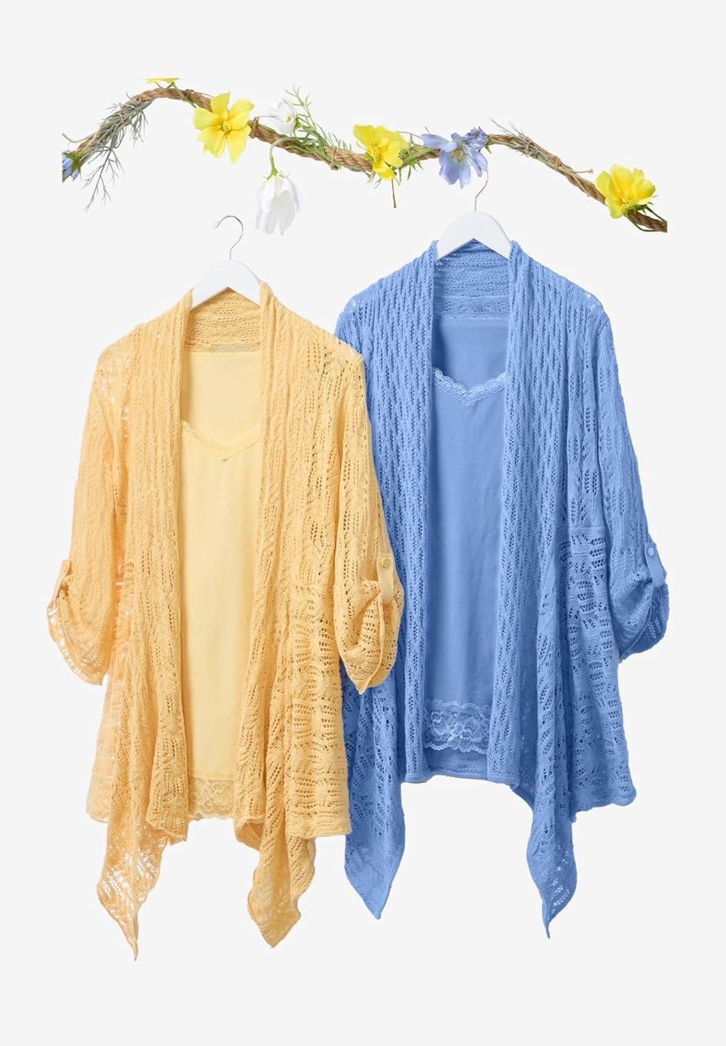 imageWoman Within Plus Size Open Front Pointelle CardiganDeep Teal