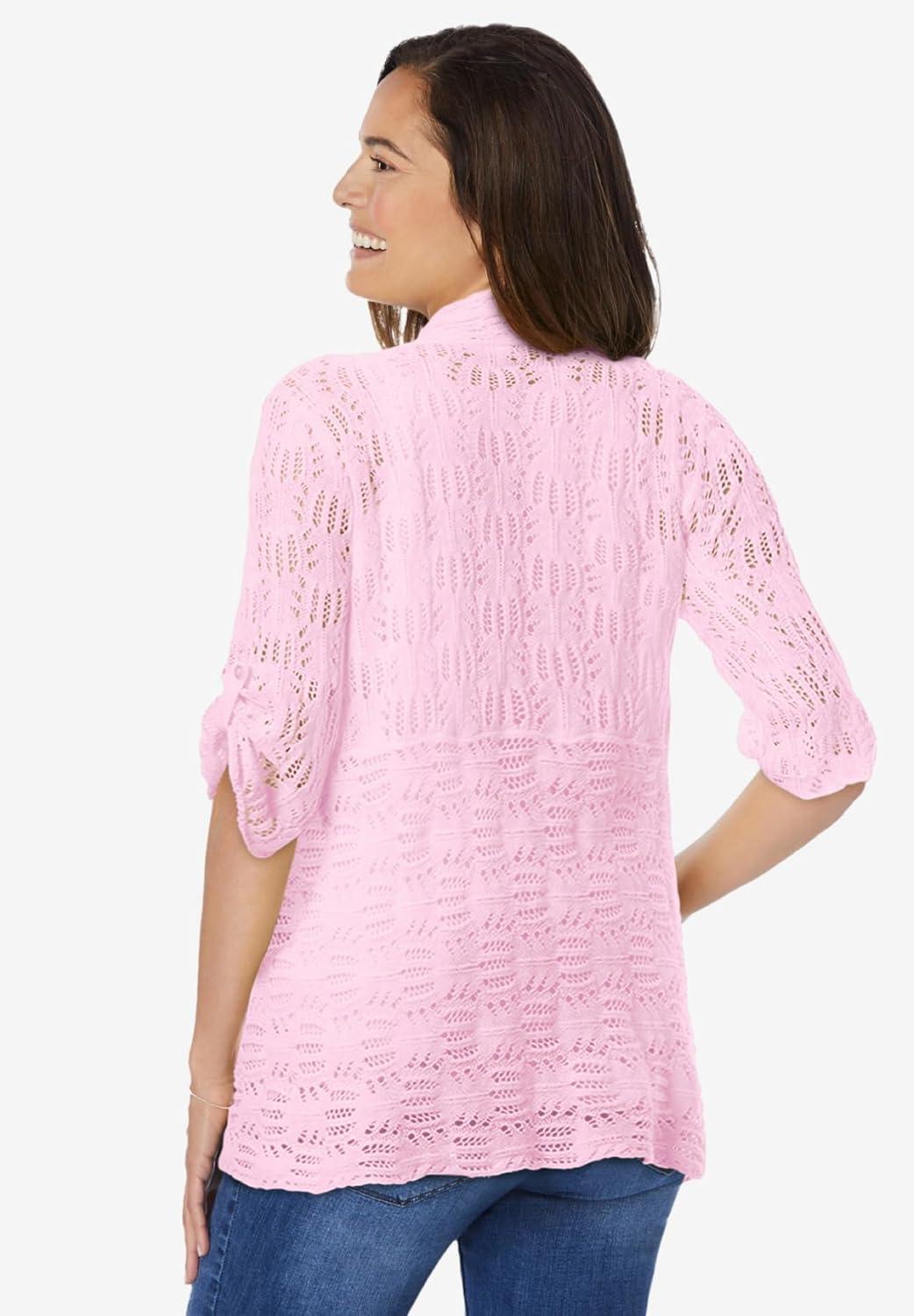 imageWoman Within Plus Size Open Front Pointelle CardiganPink