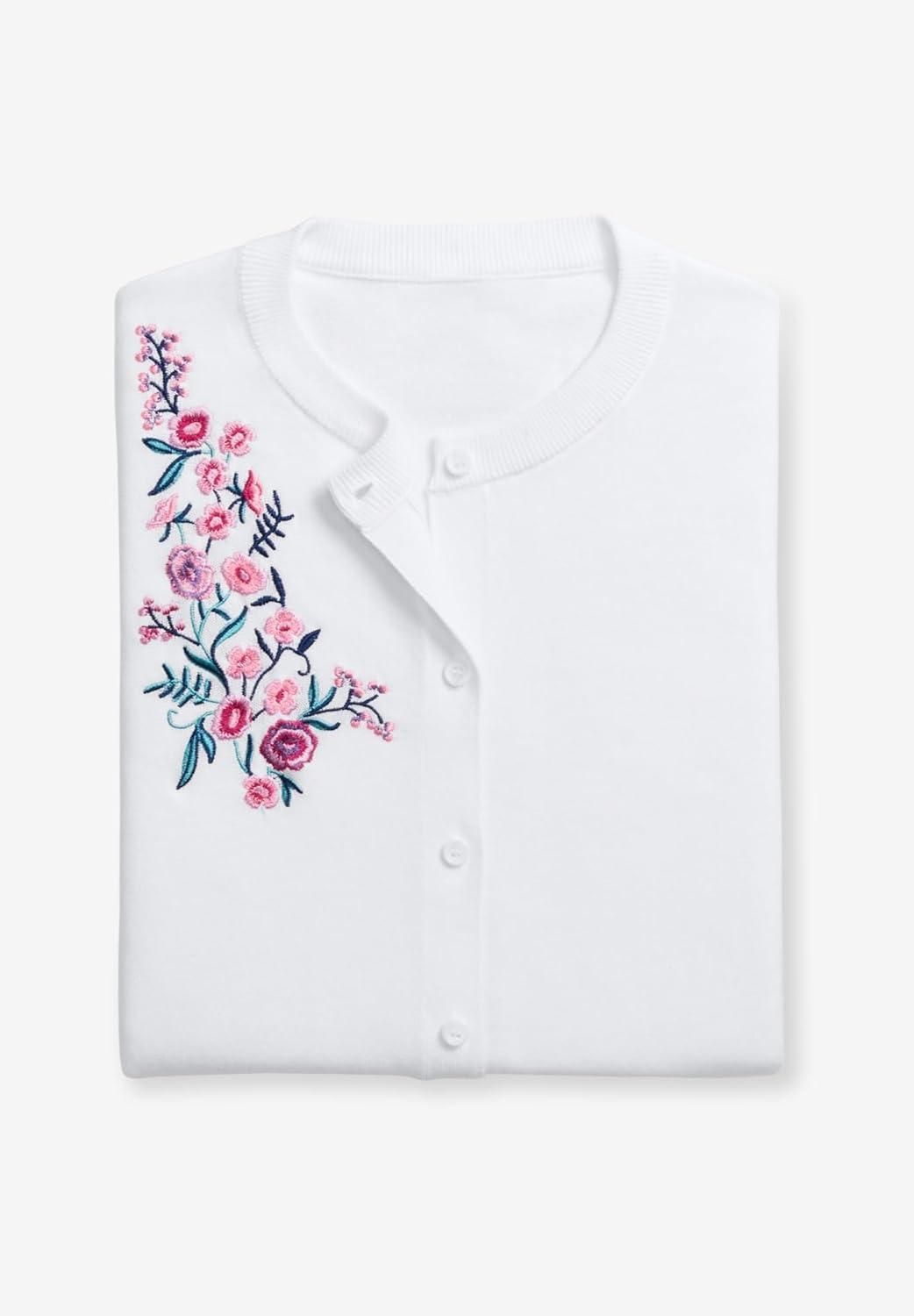 imageWoman Within Plus Size Perfect ElbowLength Sleeve CardiganPine Dot