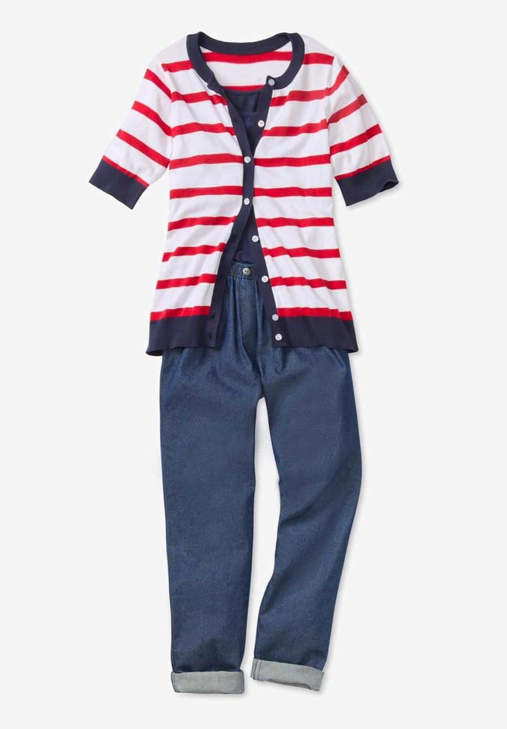 imageWoman Within Plus Size Perfect ElbowLength Sleeve CardiganPine Dot