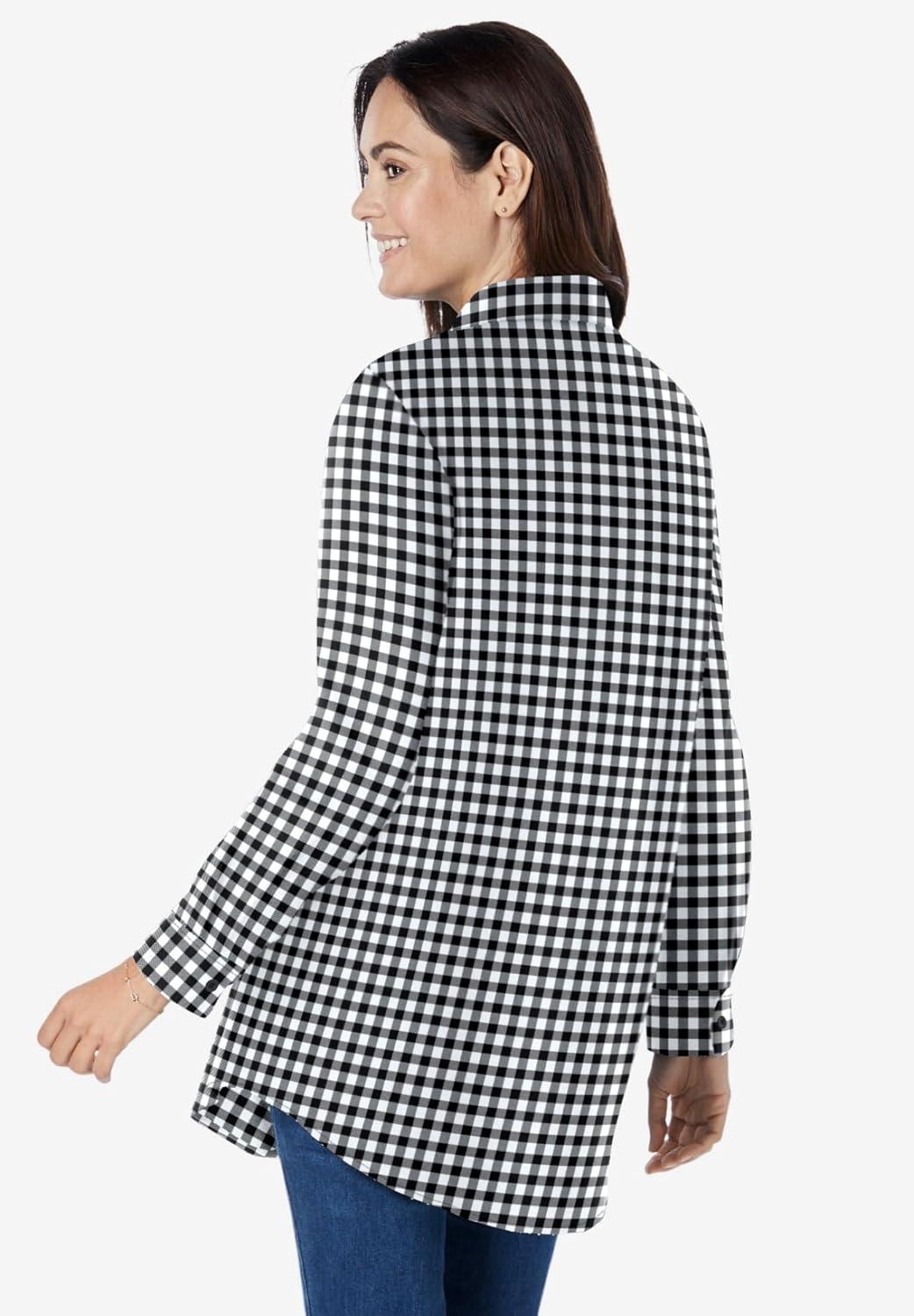 imageWoman Within Plus Size Perfect Long Sleeve ShirtBlack Gingham