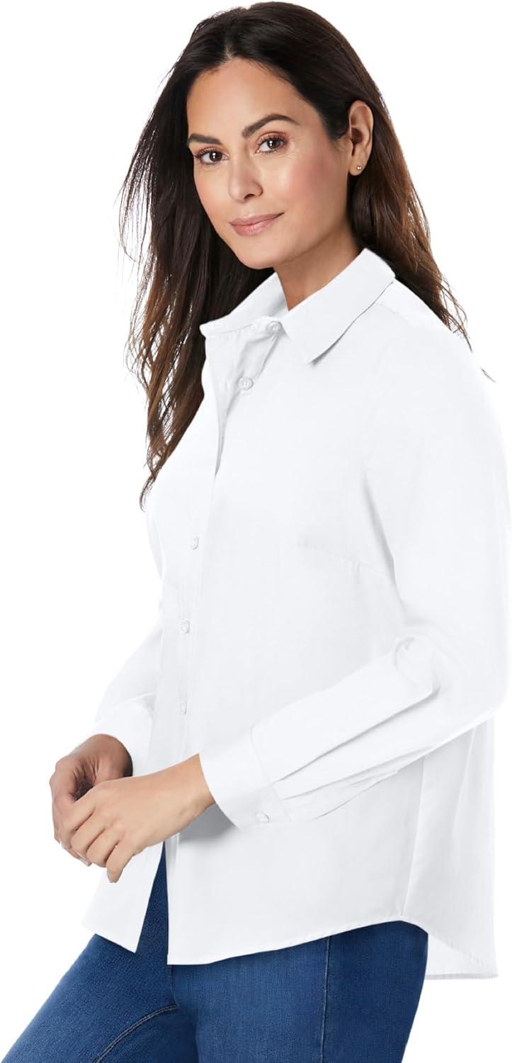 imageWoman Within Plus Size Perfect Long Sleeve ShirtWhite