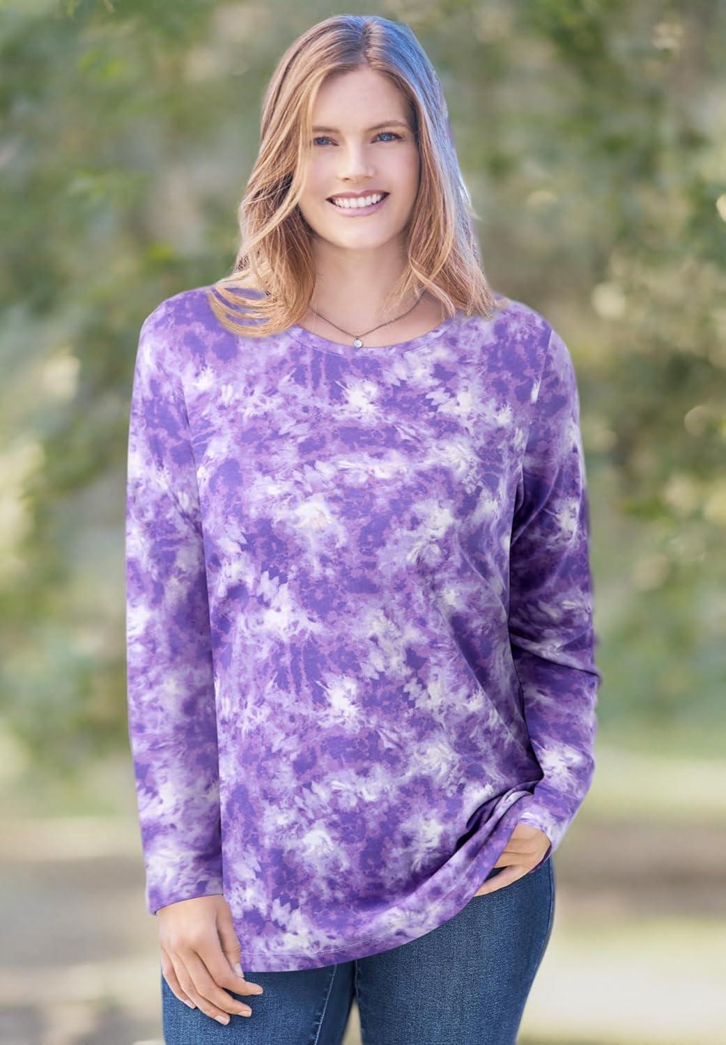 imageWoman Within Plus Size Perfect LongSleeve Crewneck Tee Petite AvailableHeather Grey