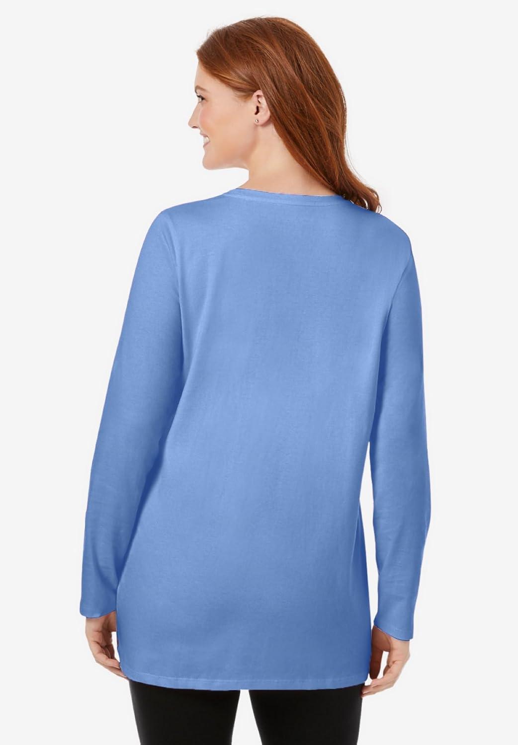 imageWoman Within Plus Size Perfect LongSleeve Crewneck TunicFrench Blue