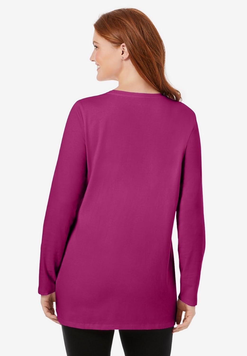 imageWoman Within Plus Size Perfect LongSleeve Crewneck TunicRaspberry