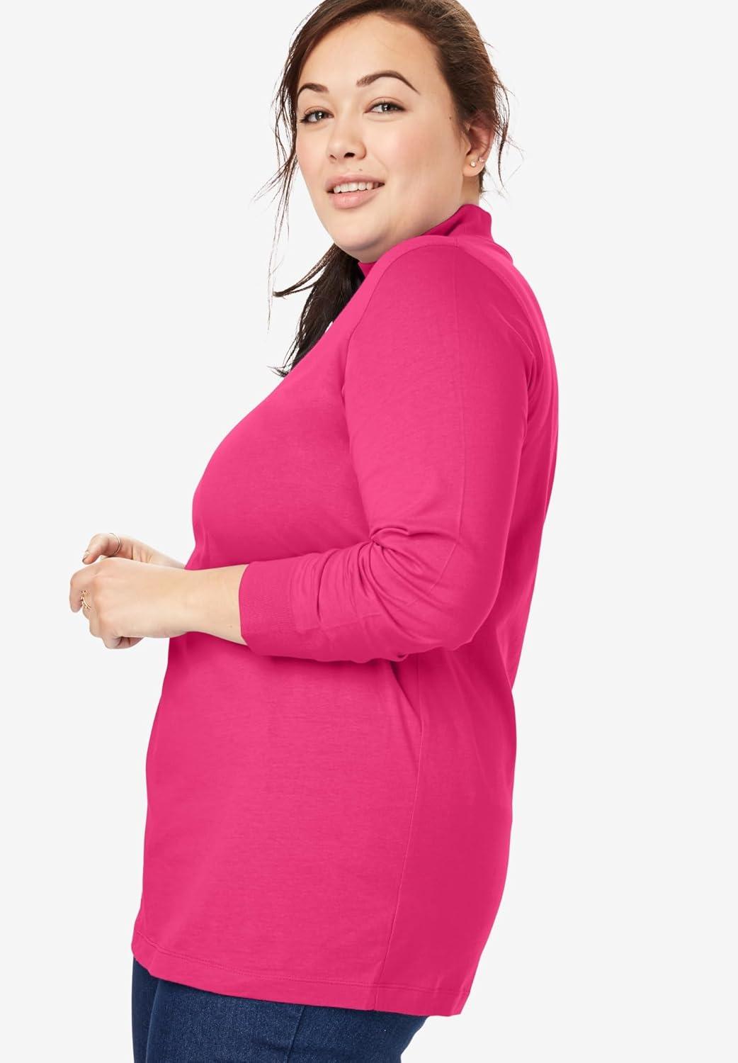 imageWoman Within Plus Size Perfect LongSleeve Mockneck Tee Petite AvailableRadiant Purple