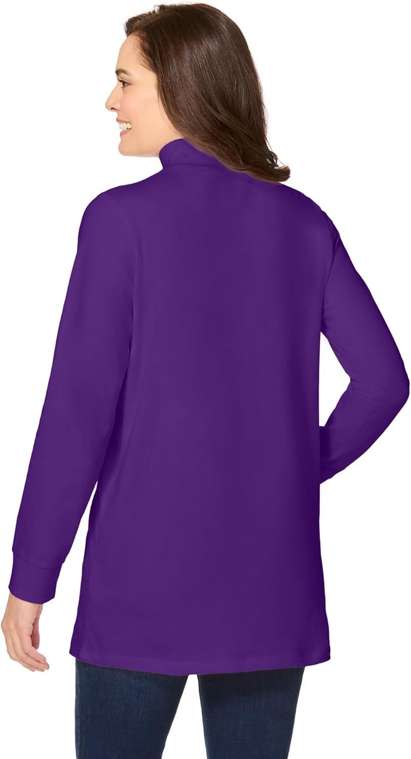 imageWoman Within Plus Size Perfect LongSleeve Mockneck Tee Petite AvailableRadiant Purple