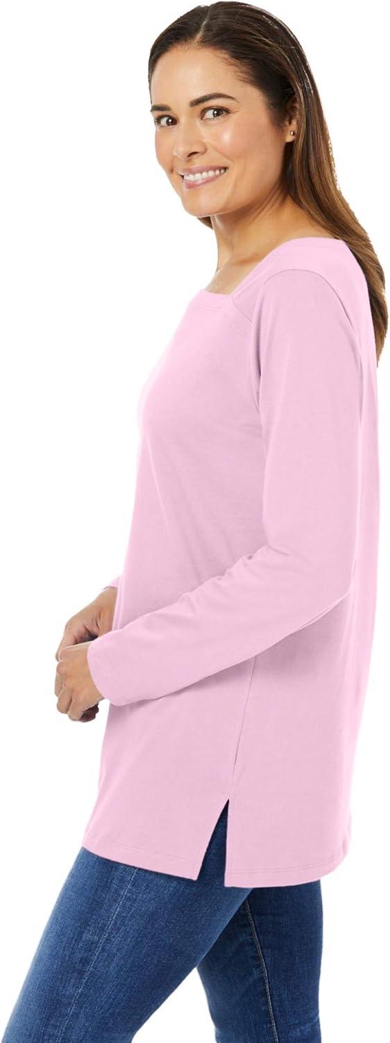 imageWoman Within Plus Size Perfect LongSleeve SquareNeck TeeBlack