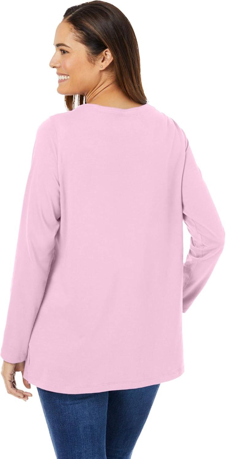 imageWoman Within Plus Size Perfect LongSleeve SquareNeck TeeBlack