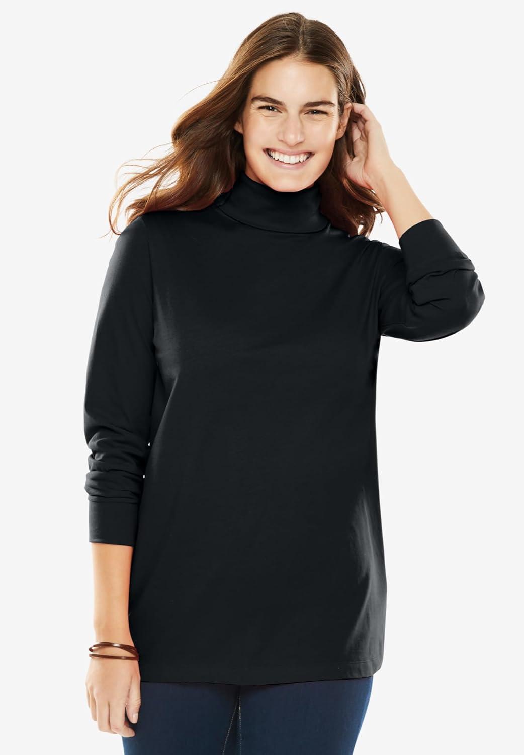 imageWoman Within Plus Size Perfect LongSleeve Turtleneck Tee Petite AvailableBlack