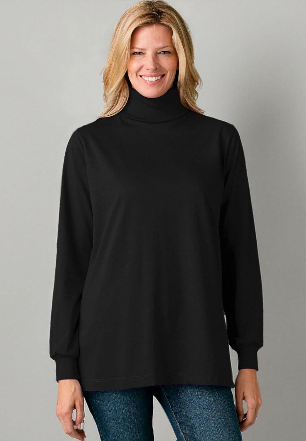 imageWoman Within Plus Size Perfect LongSleeve Turtleneck Tee Petite AvailableBlack