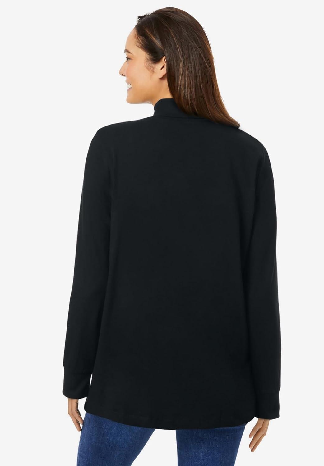 imageWoman Within Plus Size Perfect LongSleeve Turtleneck Tee Petite AvailableBlack