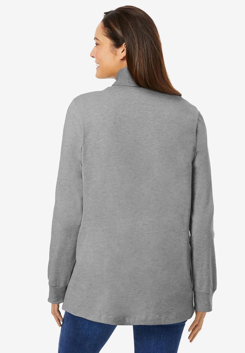 imageWoman Within Plus Size Perfect LongSleeve Turtleneck Tee Petite AvailableClassic Medium Heather Grey