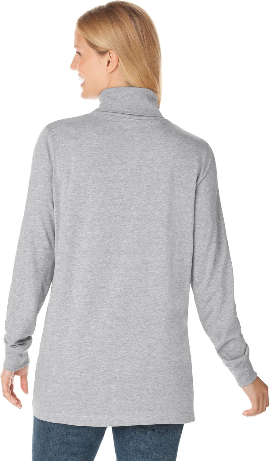 imageWoman Within Plus Size Perfect LongSleeve Turtleneck Tee Petite AvailableClassic Medium Heather Grey