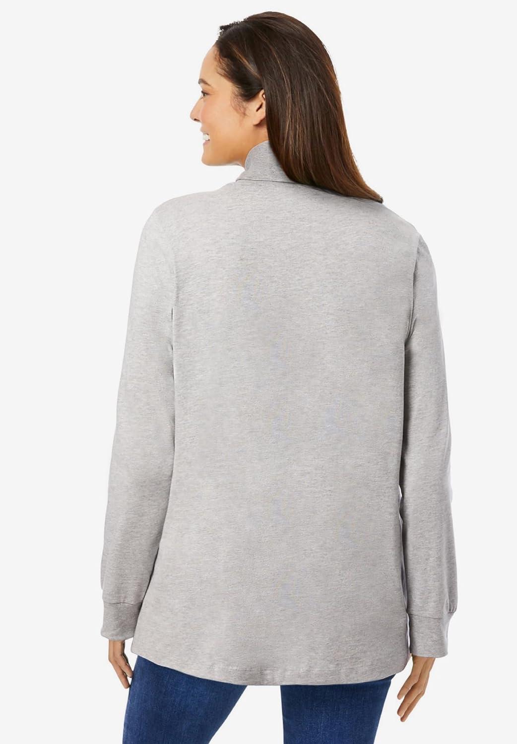 imageWoman Within Plus Size Perfect LongSleeve Turtleneck Tee Petite AvailableHeather Grey
