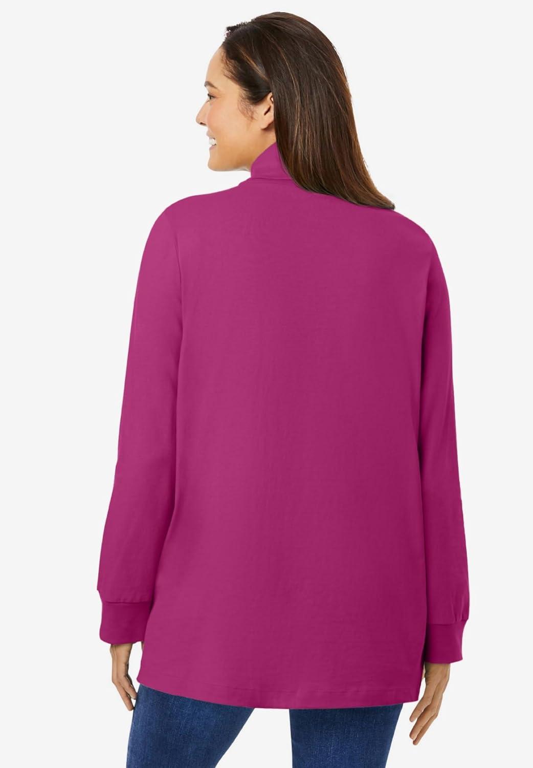 imageWoman Within Plus Size Perfect LongSleeve Turtleneck Tee Petite AvailableRaspberry