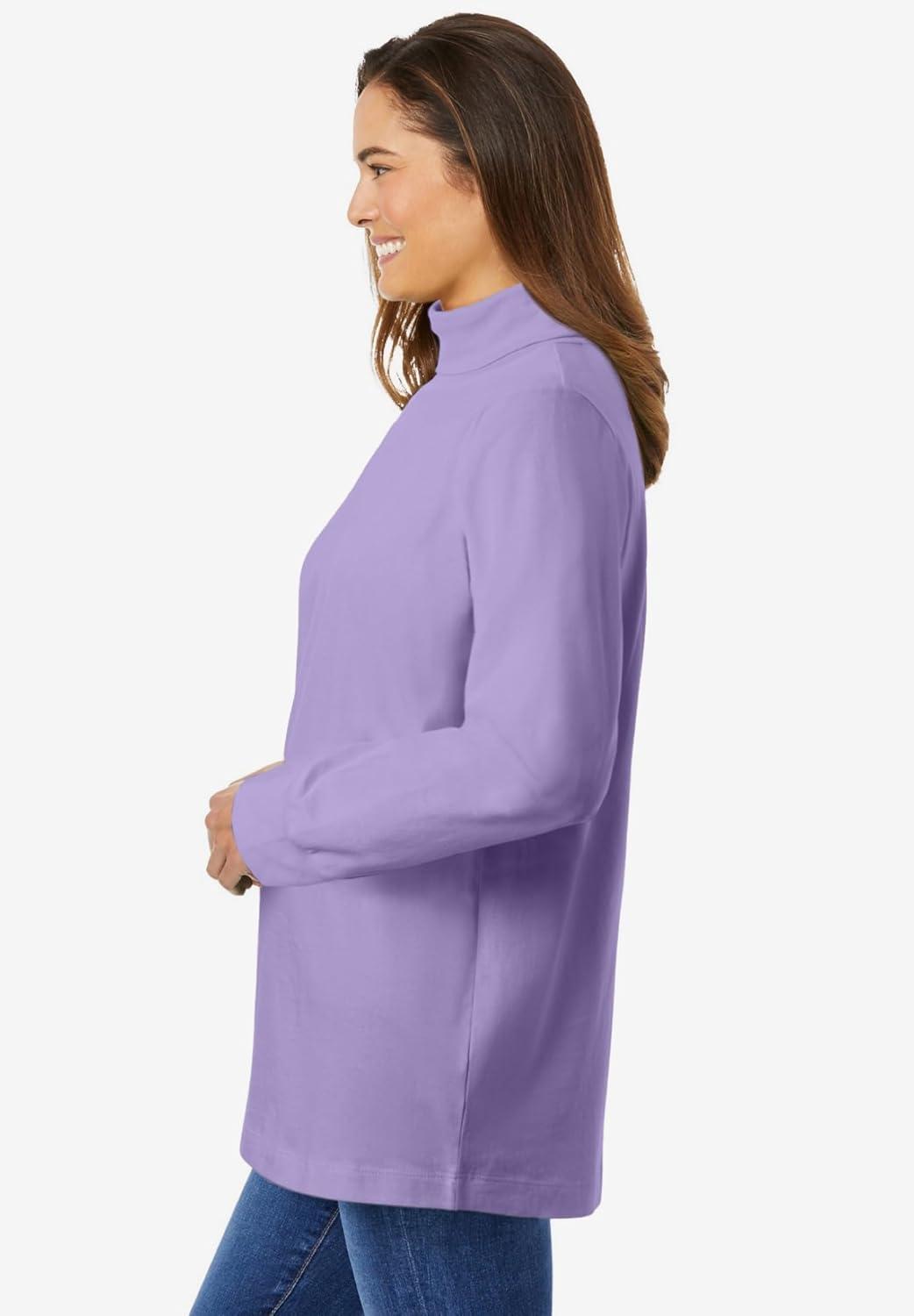 imageWoman Within Plus Size Perfect LongSleeve Turtleneck Tee Petite AvailableSoft Iris