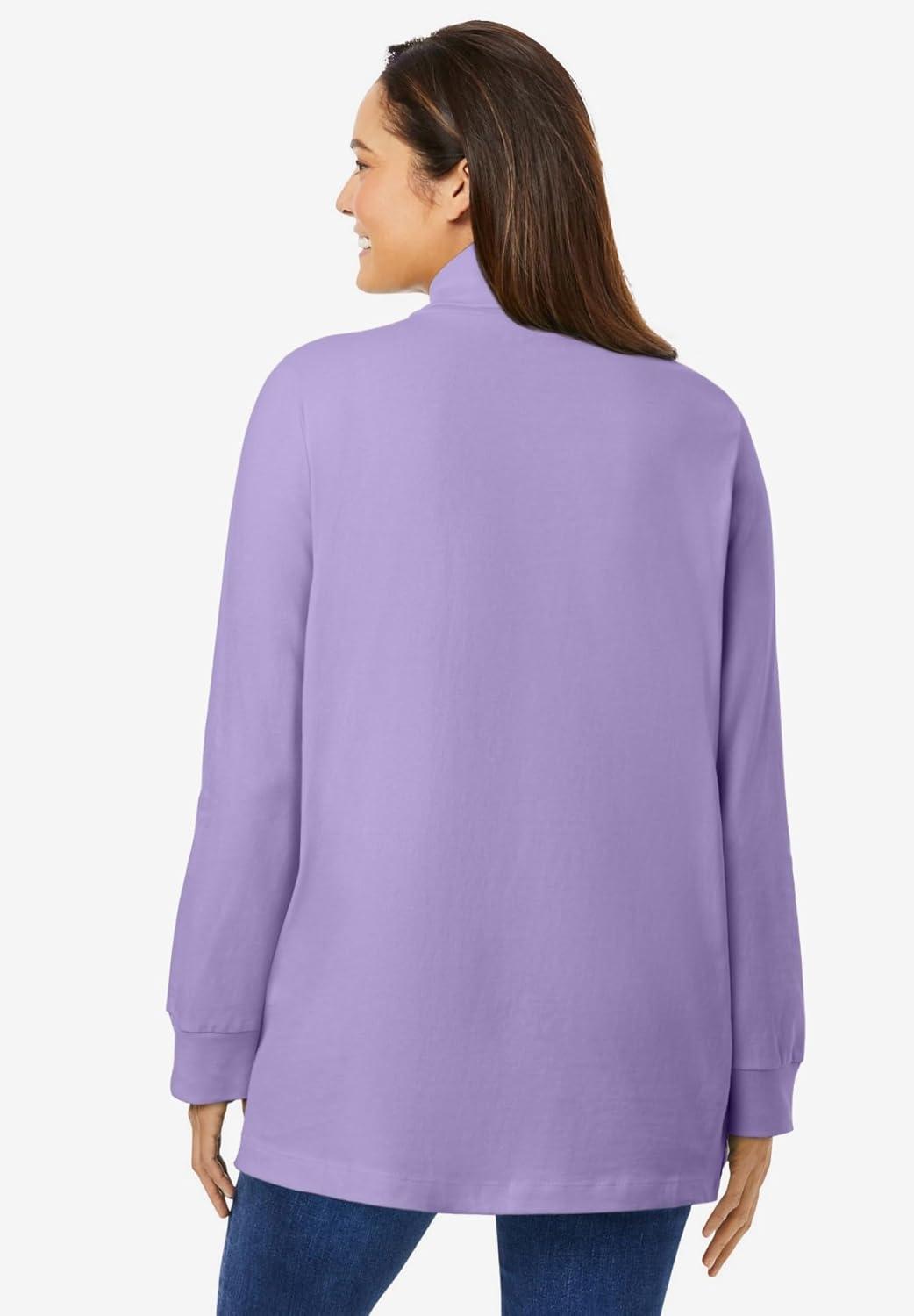 imageWoman Within Plus Size Perfect LongSleeve Turtleneck Tee Petite AvailableSoft Iris