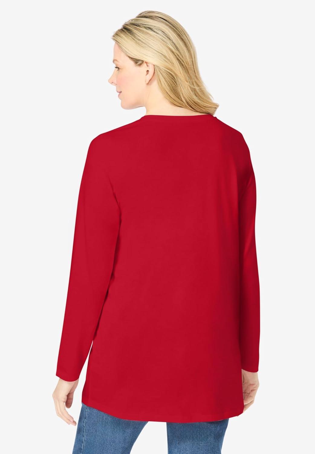 imageWoman Within Plus Size Perfect LongSleeve VNeck TunicClassic Red