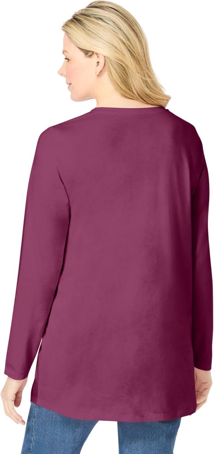 imageWoman Within Plus Size Perfect LongSleeve VNeck TunicDeep Claret
