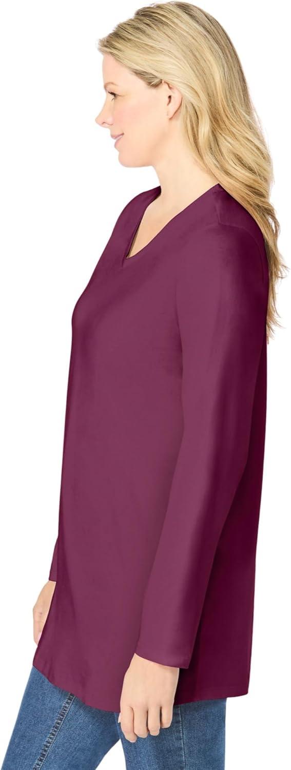 imageWoman Within Plus Size Perfect LongSleeve VNeck TunicDeep Claret