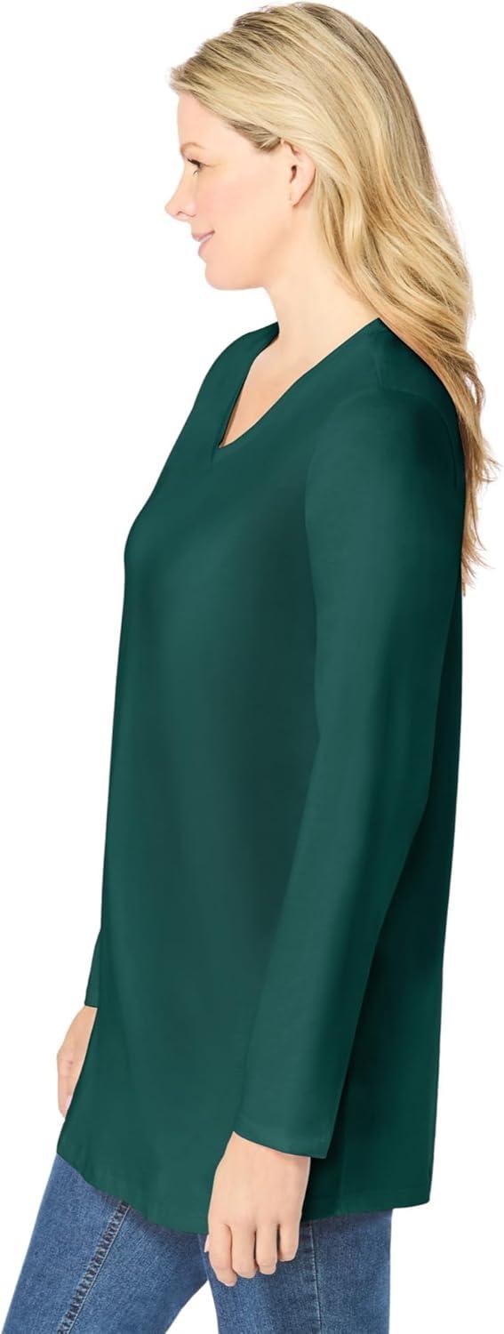 imageWoman Within Plus Size Perfect LongSleeve VNeck TunicEmerald Green