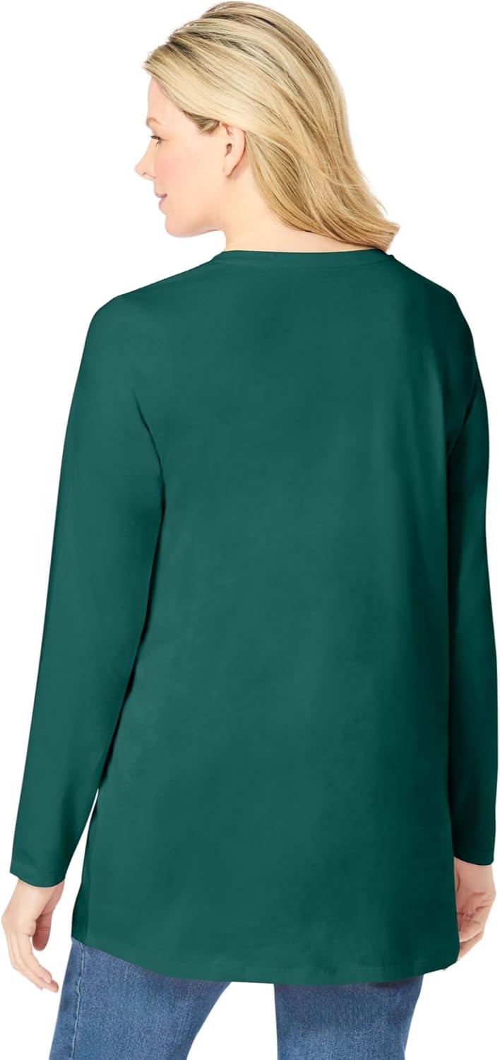 imageWoman Within Plus Size Perfect LongSleeve VNeck TunicEmerald Green