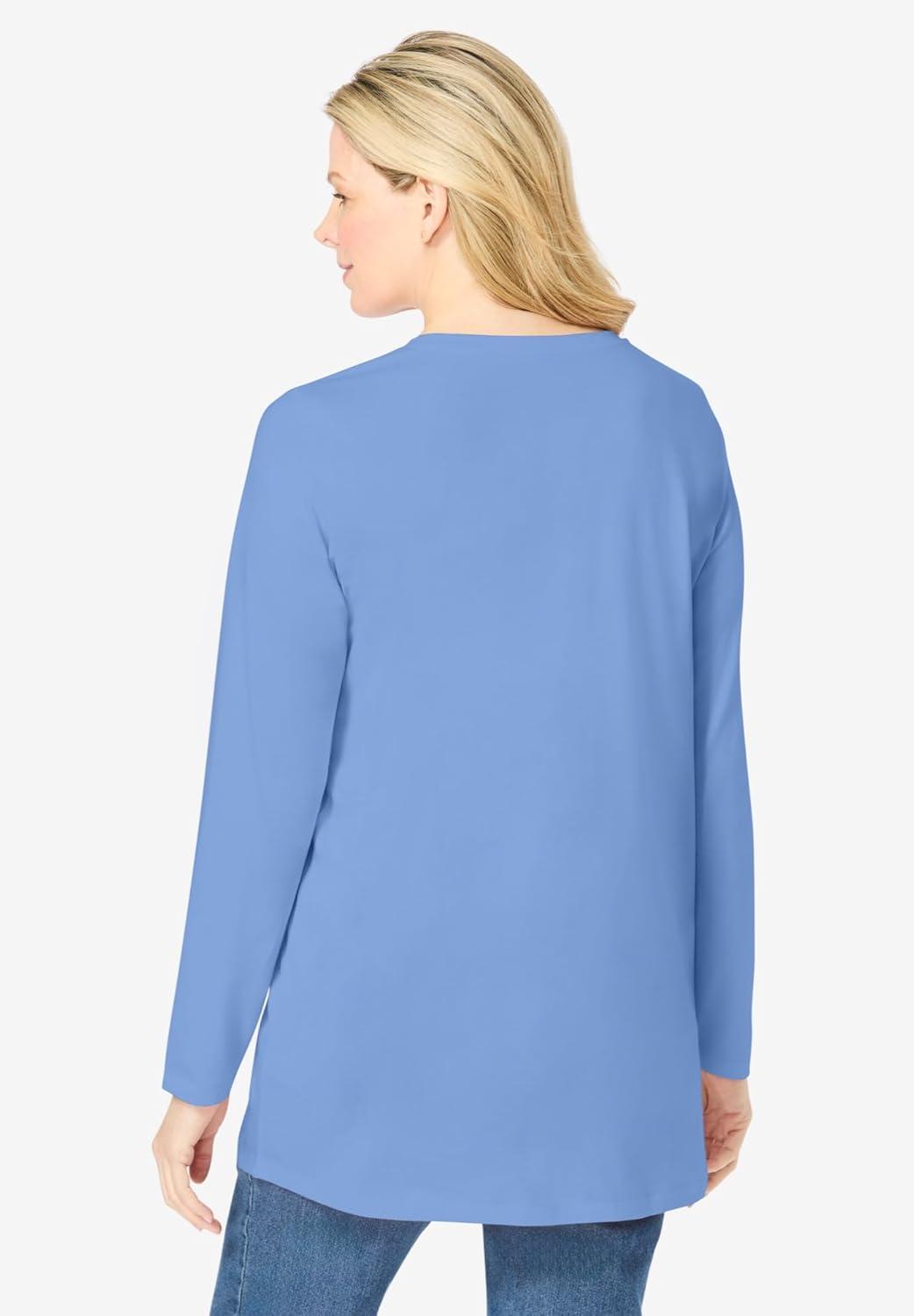 imageWoman Within Plus Size Perfect LongSleeve VNeck TunicFrench Blue