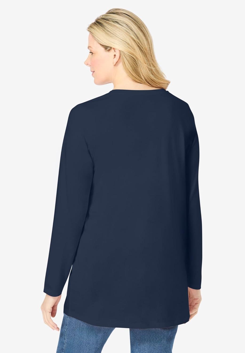 imageWoman Within Plus Size Perfect LongSleeve VNeck TunicNavy