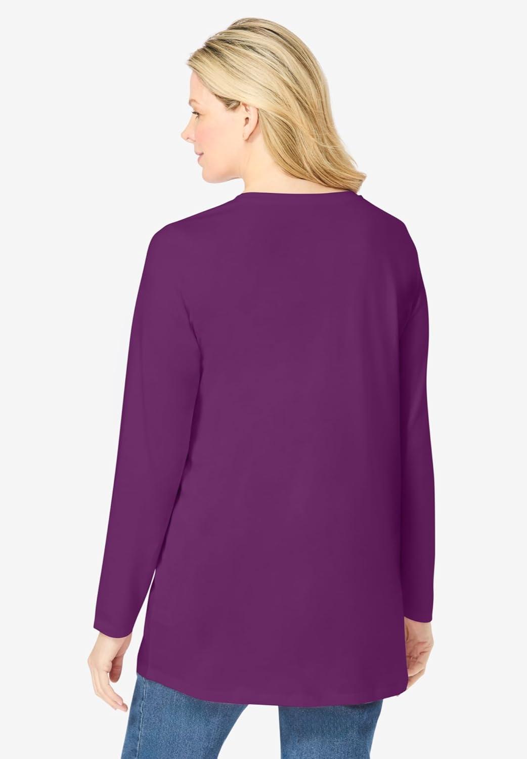 imageWoman Within Plus Size Perfect LongSleeve VNeck TunicPlum Purple