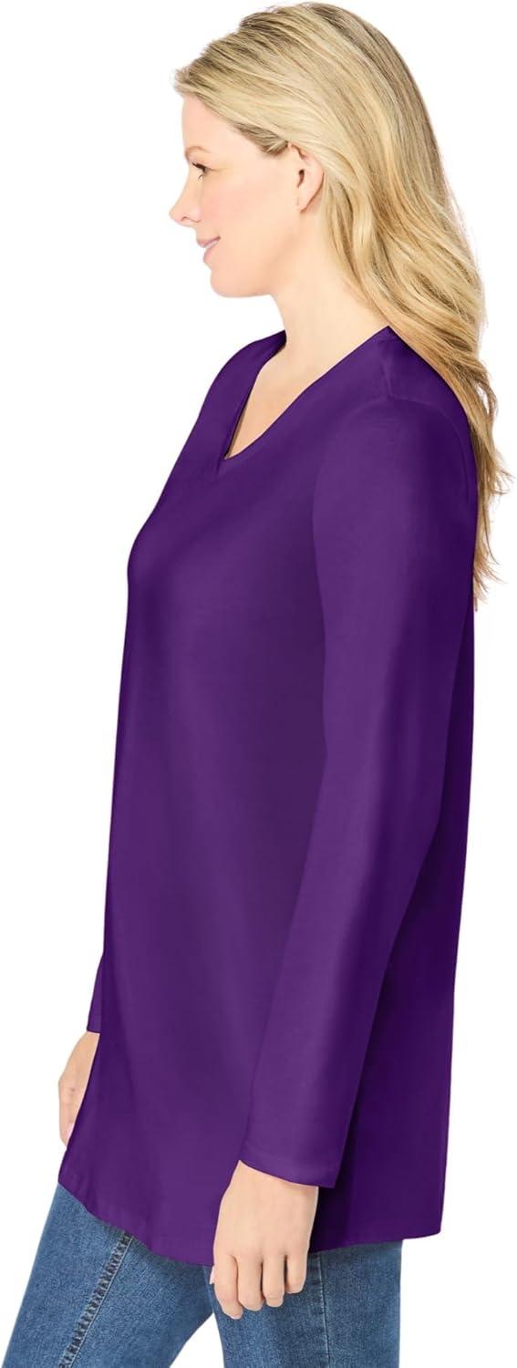 imageWoman Within Plus Size Perfect LongSleeve VNeck TunicRadiant Purple