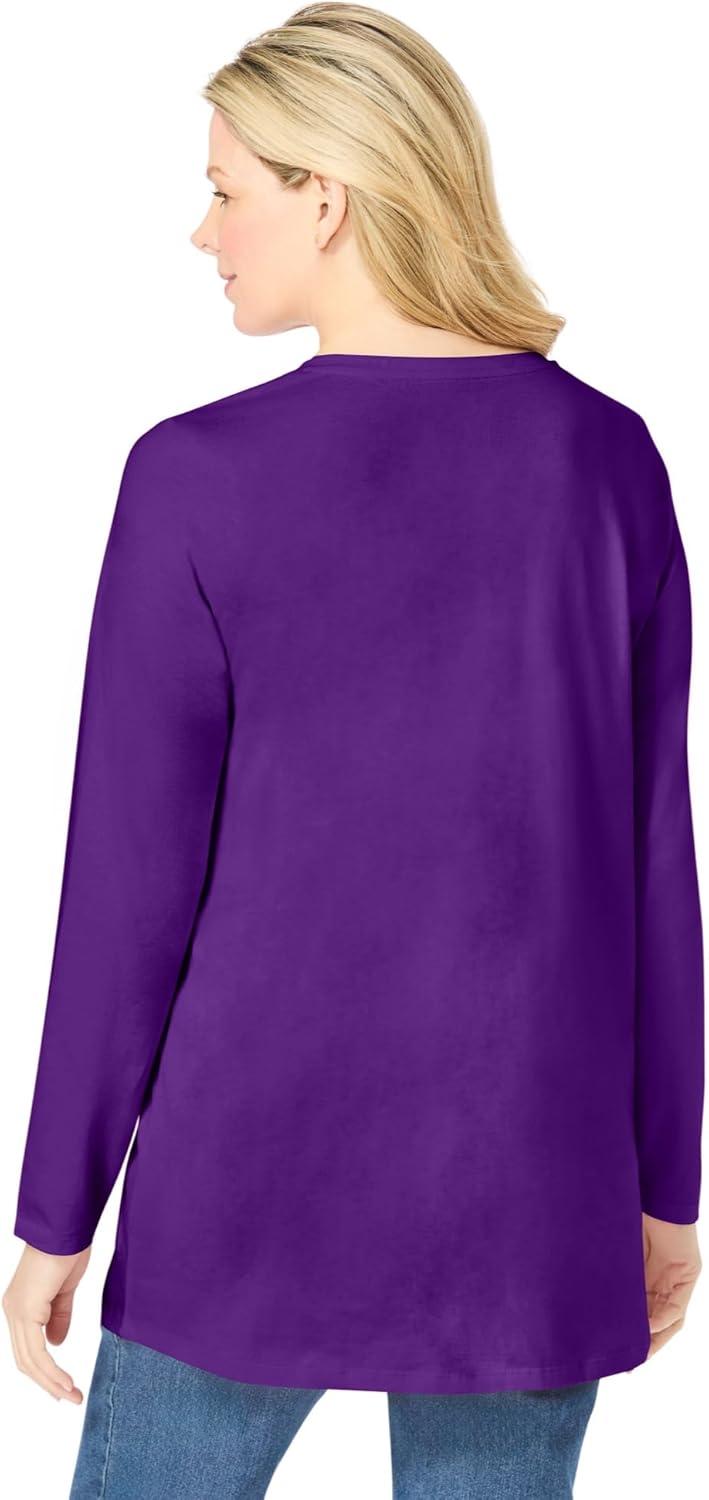 imageWoman Within Plus Size Perfect LongSleeve VNeck TunicRadiant Purple